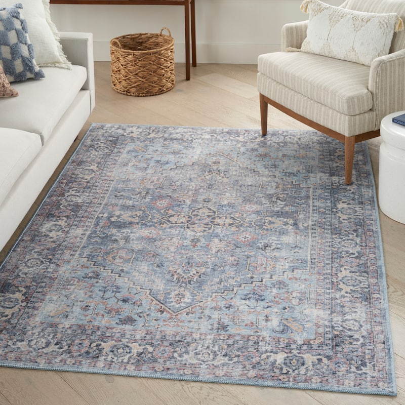 New Concept Washables Vintage Medallion Machine Washable Area Rug