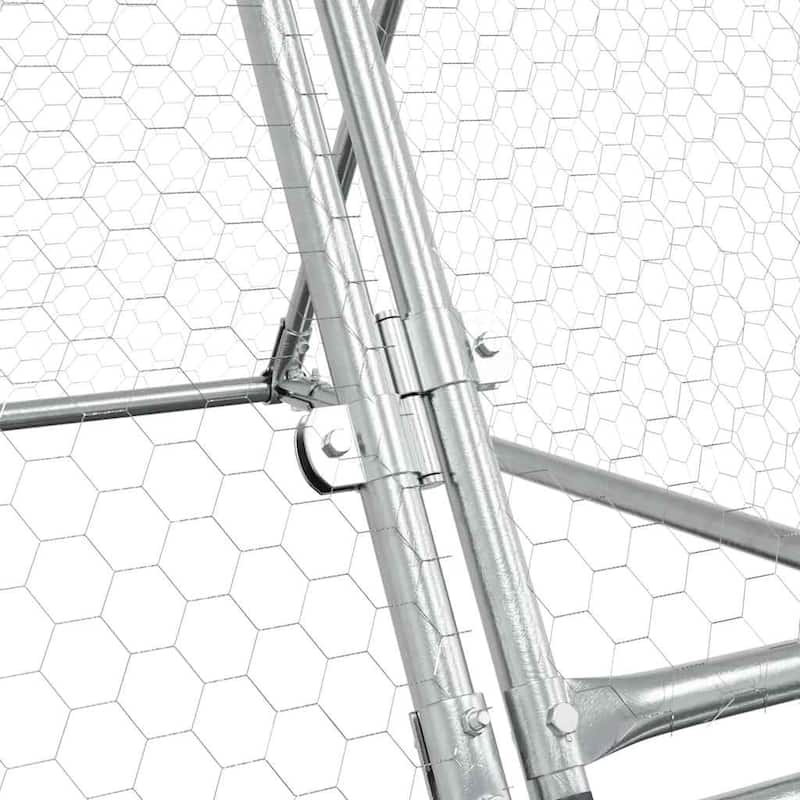 vidaXL Chicken Cage Animal House Coop Shed Backyard Silver Galvanized Steel