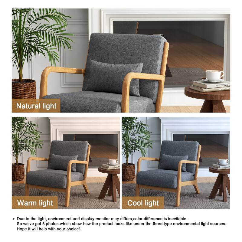 Mid-Century Modern Upholstered Accent Chair with Wood Frame
