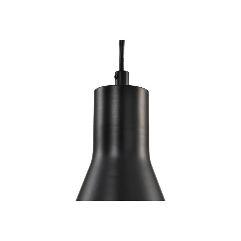 1-Light Matte Black Metal Cone Hanging Kitchen Pendant Light