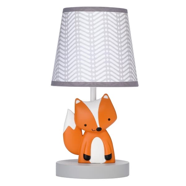 slide 2 of 4, Bedtime Originals Acorn Gray/White/Orange Fox Nursery Lamp with Shade & Bulb