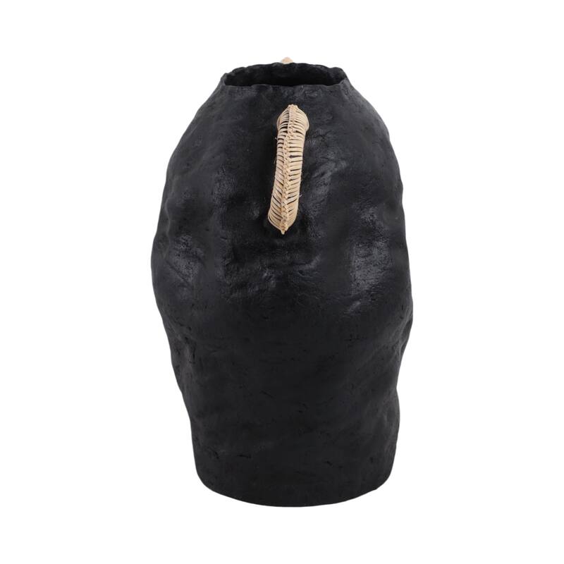 Handcrafted Terracotta Vase with Woven Handles for Modern Home Decor