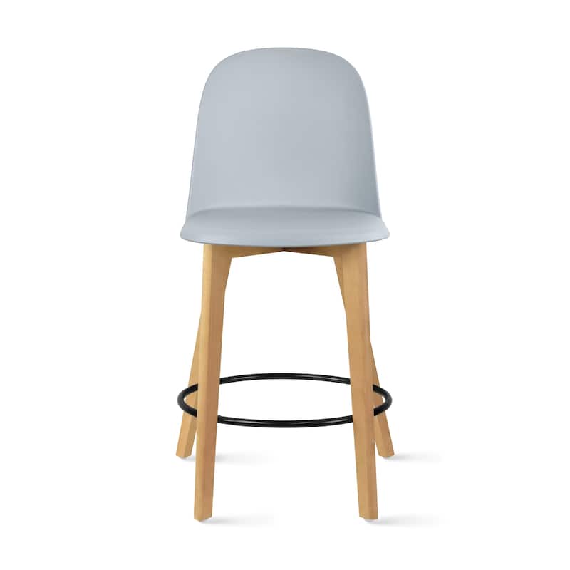 Set of 2 Designer Eiffel Chairs Counter Stools With Backs Side Molded Shell Kitchen Office Dining Dowel Bar Patio