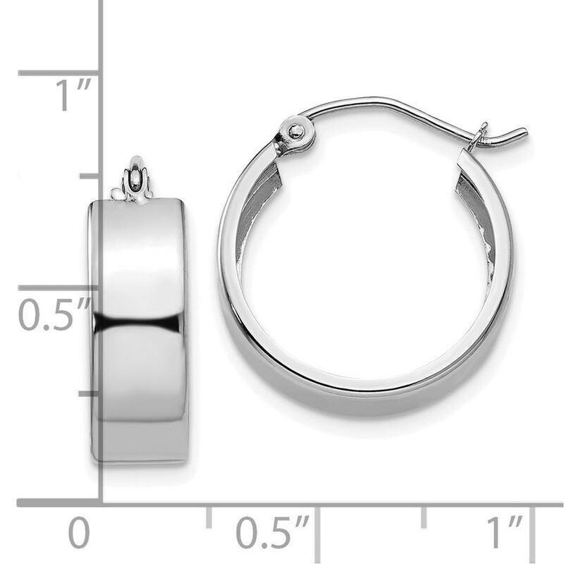 Curata 10k White Gold 13x5.5mm Wide Flat Hoop Earrings