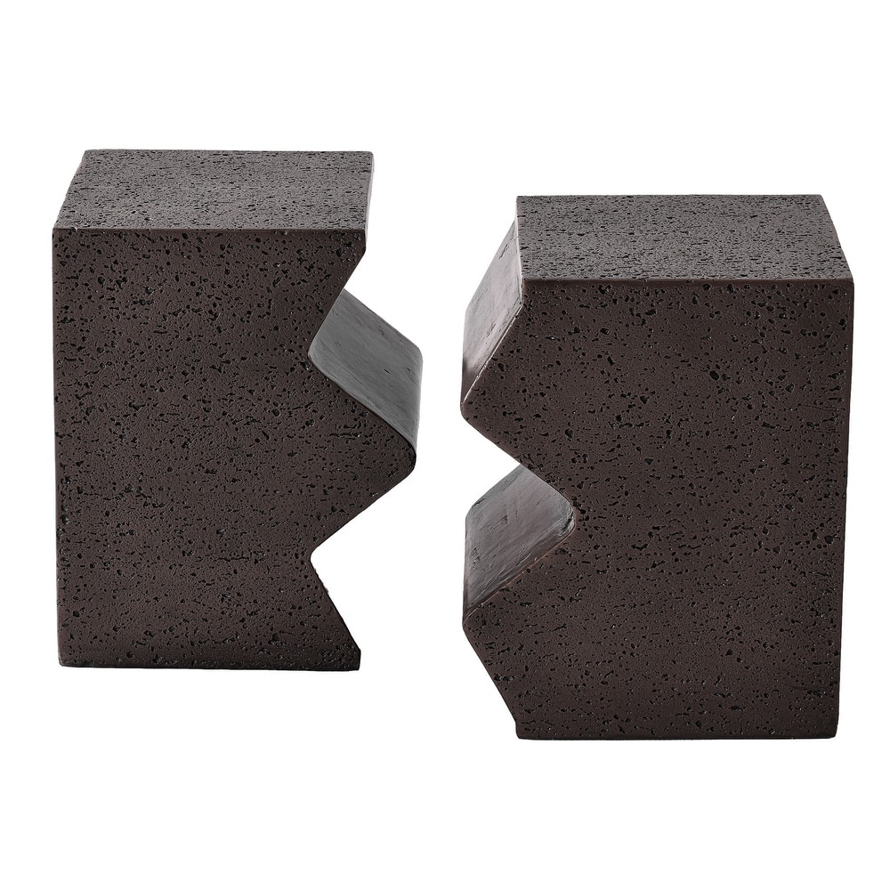 COSIEST Outdoor Concrete Side Tables (Set of 2)