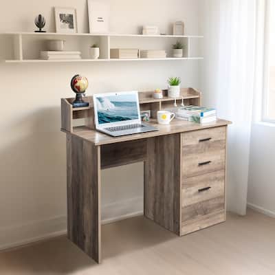 43.31" 3 Drawers Wooden Computer Desk with Letter File Cabinet