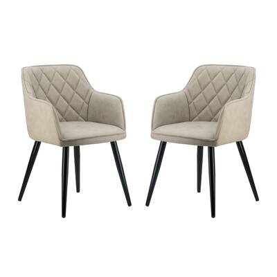 Erin 24 Inch Curved Dining Chair, Beige Fabric, Diamond Pattern Tufting