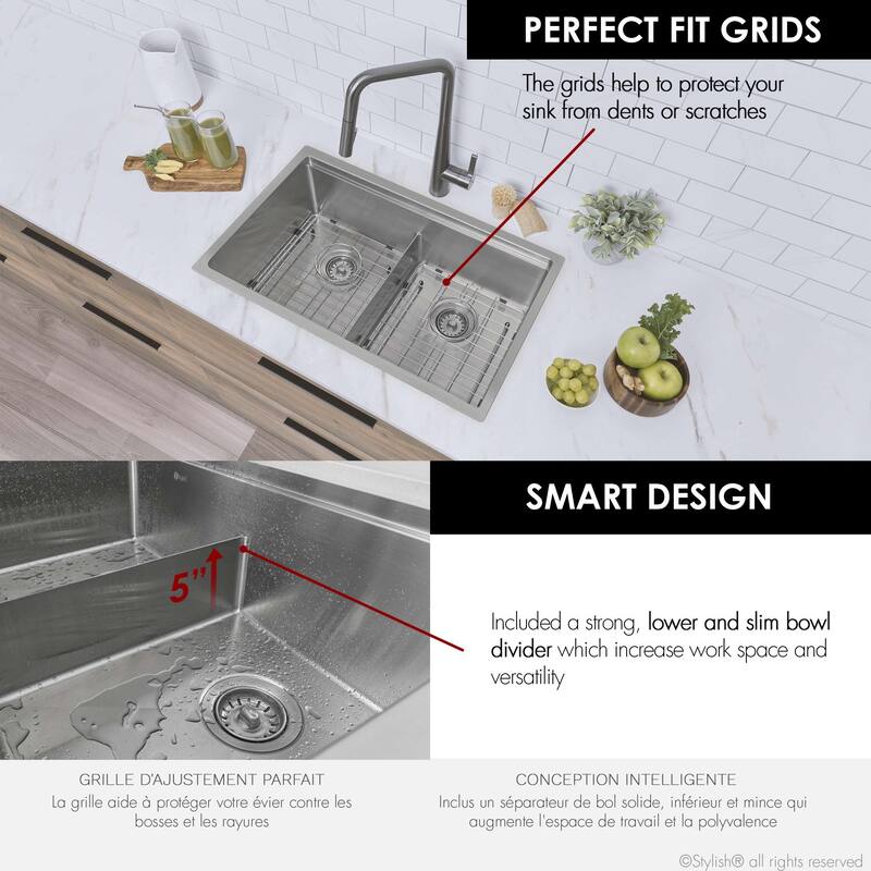 Dual-Mount Stainless Steel Workstation Kitchen Sink built in Accessories