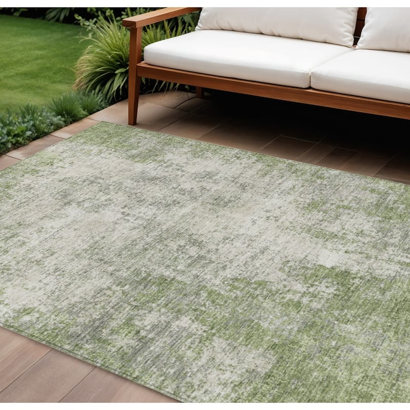 HomeRoots Abstract Transitional Rectangle Outdoor Rug - 9' X 12'