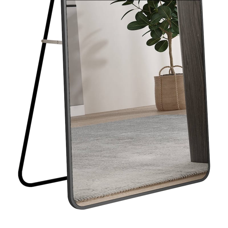 Roomfitters Arched Wall Mirror with Black Aluminum Frame, 59.8"x16.5" Full Length Floor or Vanity Mirror, Black