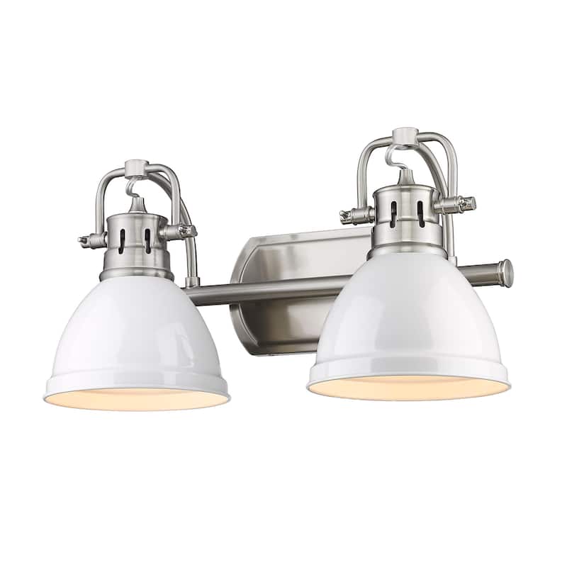 Duncan 2-Light Bath Vanity - Pewter with White Shades