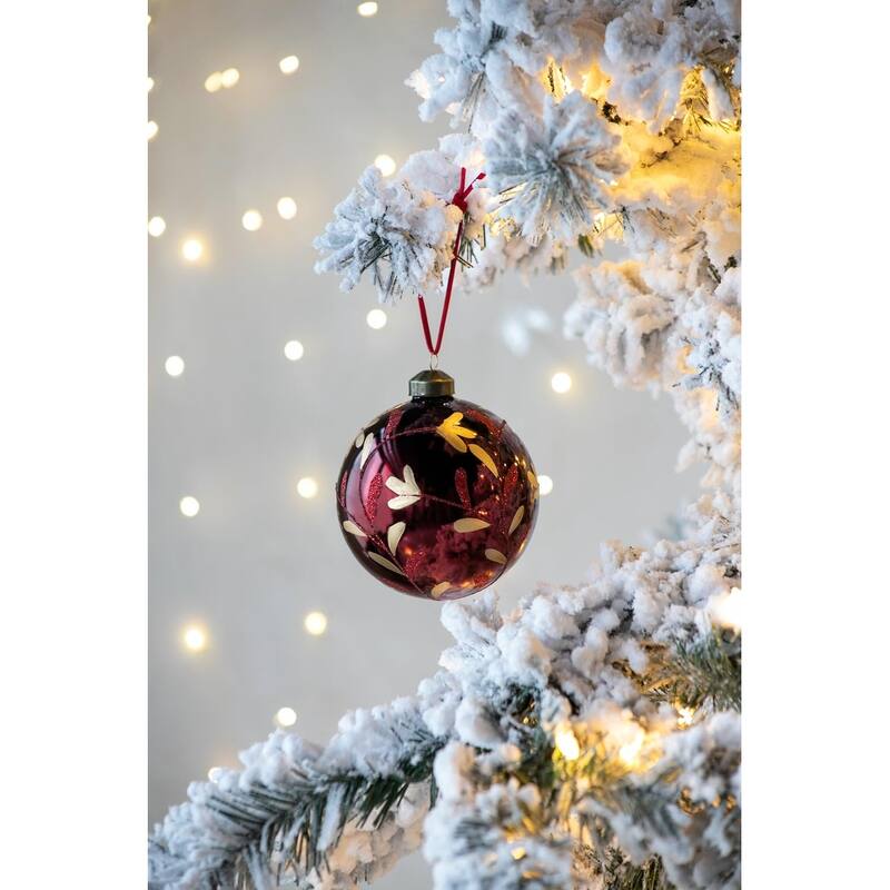 D4.7" Christmas Ball Ornaments, Glass Decorative Hanging Ball Christmas Tree Ornaments for Holiday, Set of 4 - Red