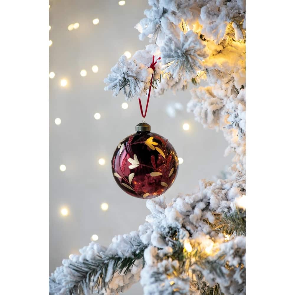 D4.7" Christmas Ball Ornaments, Glass Decorative Hanging Ball Christmas Tree Ornaments for Holiday, Set of 4