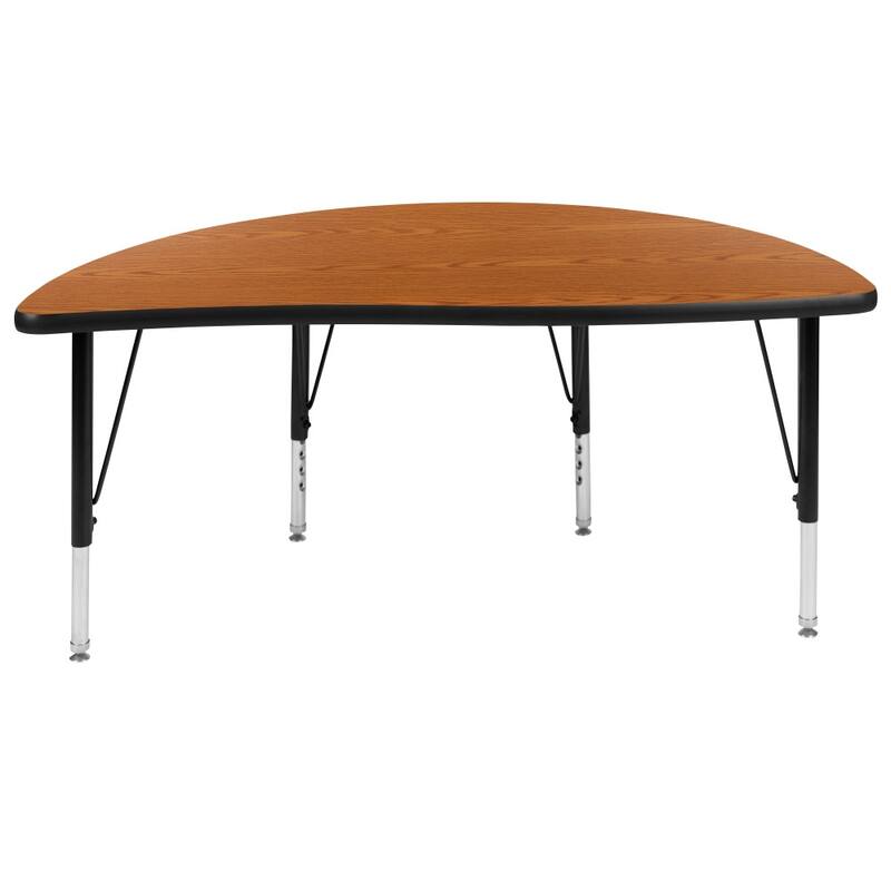 47.5" Half Circle Wave Collaborative Grey Kids Adjustable Height Activity Table