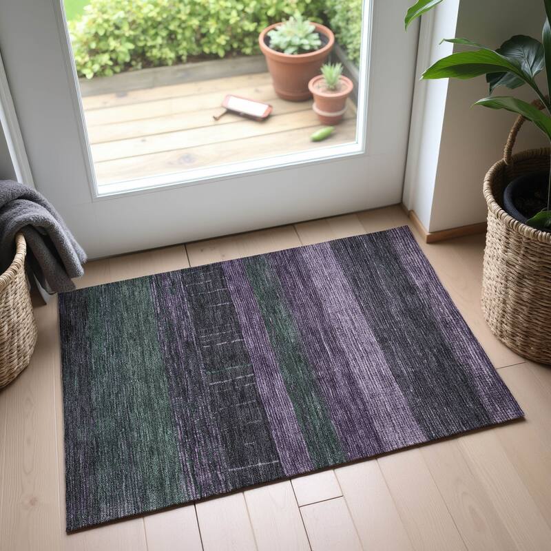 Premium Washable Super Soft Ombre Stripes Mayfield Rug - Purple - 1'8" x 2'6"