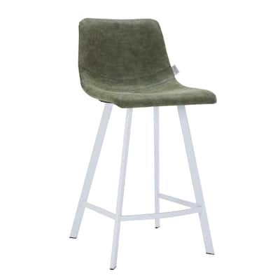 35-Inch Leather Counter Stool Padded Seat Stainless Steel Base and Footrest