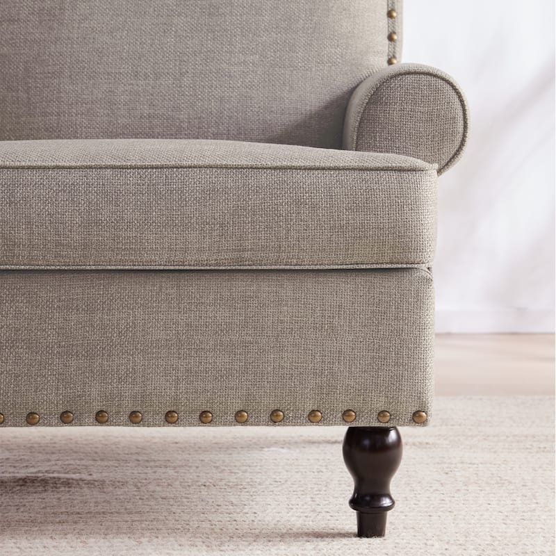 Uniquely Designed Riveted Fabric Sofa, Single Chair Loveseat