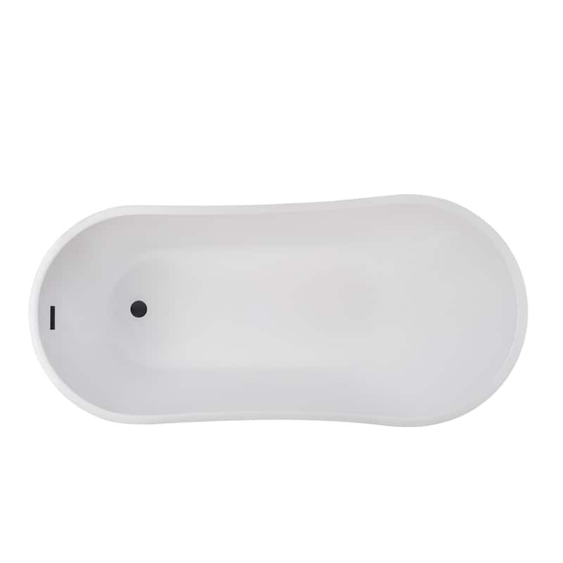 Vanity Art 59-Inch Acrylic Freestanding Soaking Bathtub with Overflow & Pop-up Drain - 59"