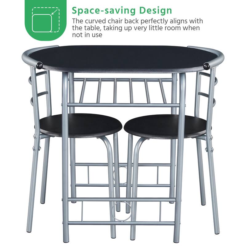 Yaheetech Modern Round Dining Table Set, 3 Piece Dining Room Sets for Kitchens, Apartments