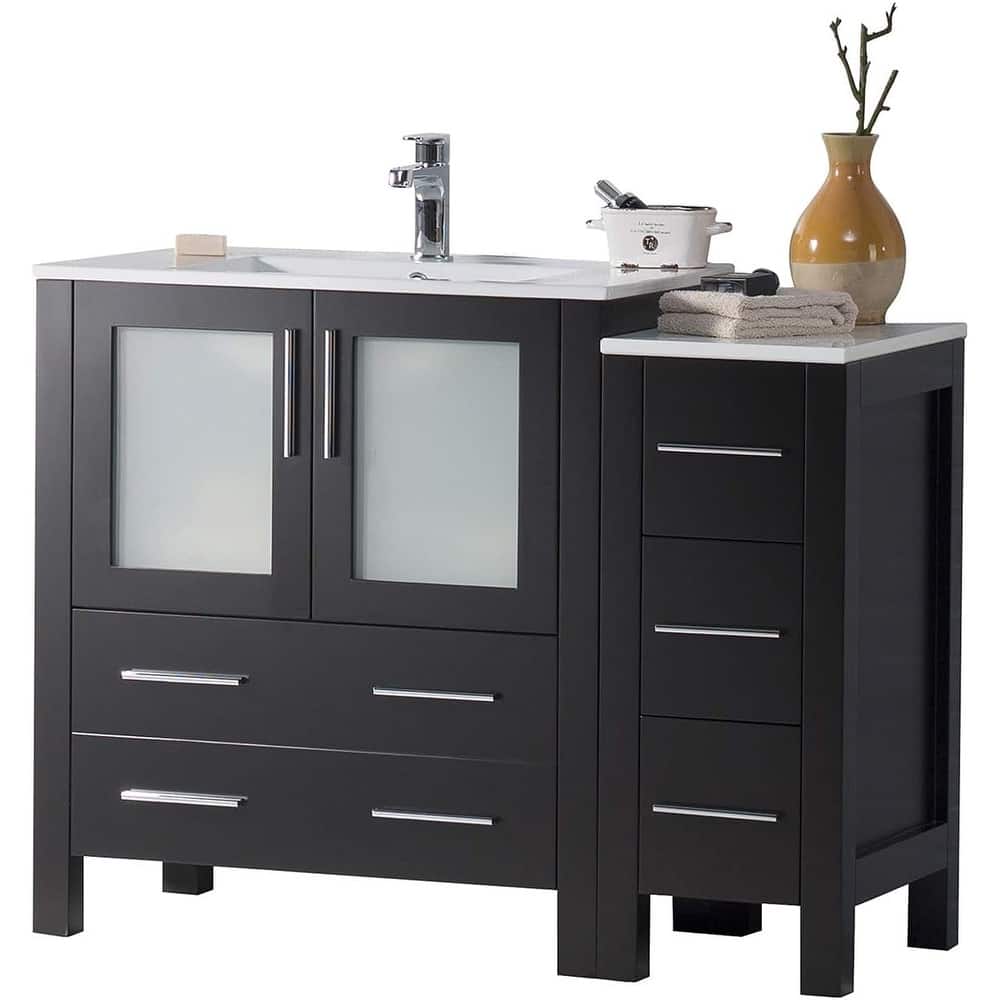 Blossom 42" Solid Wood Bathroom Vanity w/ Ceramic Sink & Side Cabinet