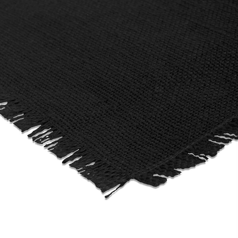 Woven Jute Solid Fringed Table Runner - 74" - Midnight Black