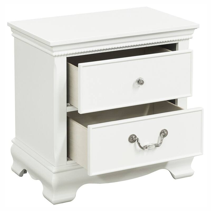 Classic Traditional Nightstand, White Finish, Dovetail Drawers, Bedside Table
