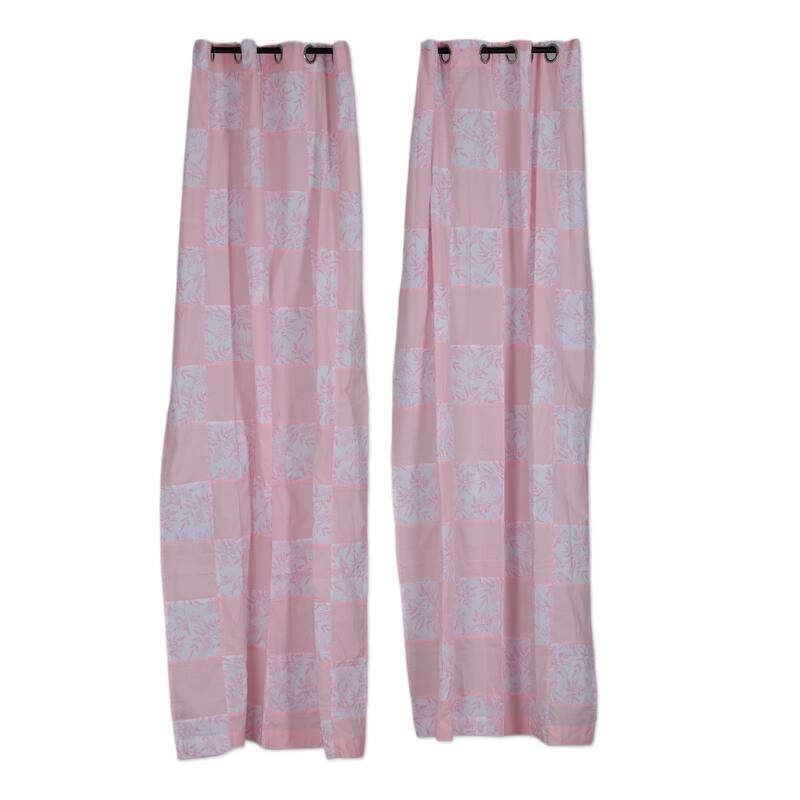 Novica Handmade Checkered Spring Cotton Curtains (Pair)