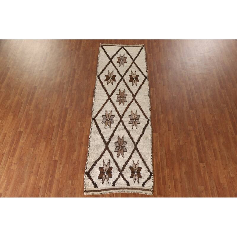 Natural Dye Anatolian Oriental Runner Rug Hand-knotted Wool Carpet - 3'5"x 10'7"