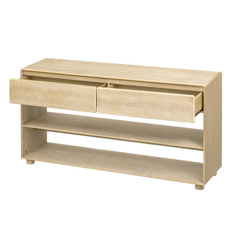 Vintage Entry Table with Drawers and Shelves