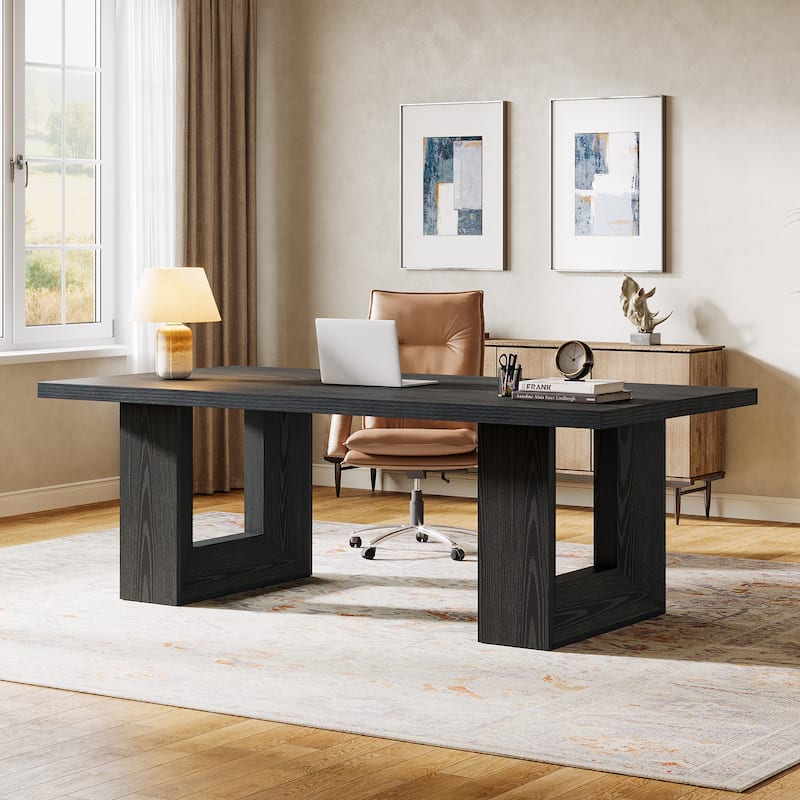 62.99" Home Office Desk, Large Farmhouse Executive Desk, Computer Table for Office