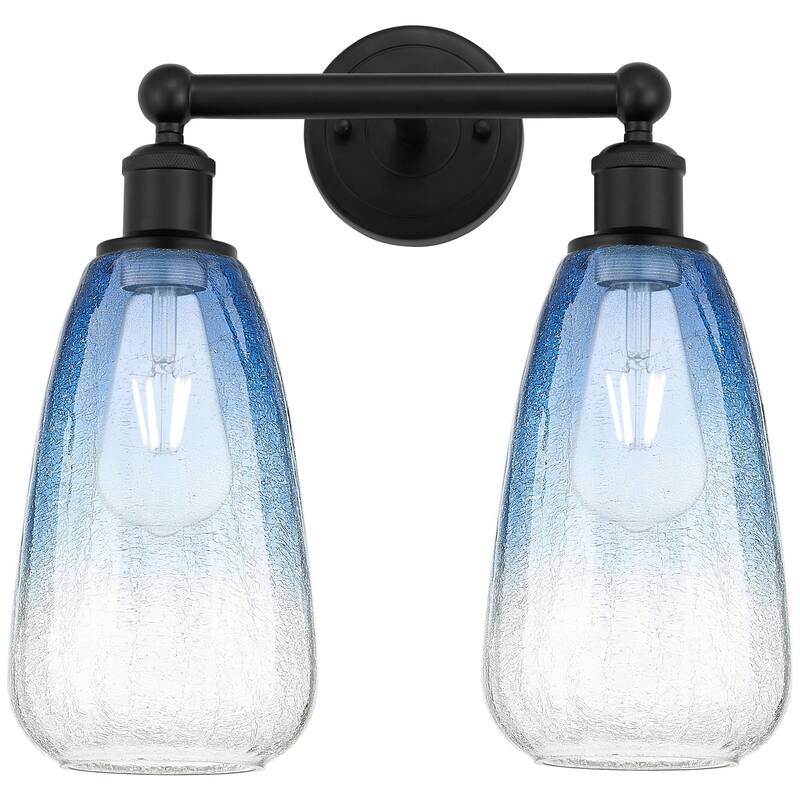 Innovations Lighting 616-2W-16-15 Brookhaven Almond Vanity Brookhaven - Matte Black / Sapphire Blue