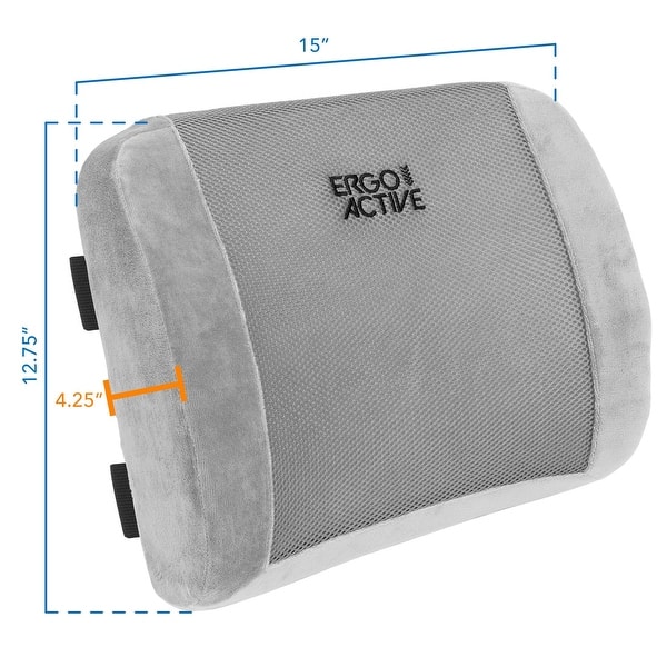 Memory Foam Lumbar Support Pillow for Car - Mid/Lower Back Support Cushion  for Car Seat (Grey)