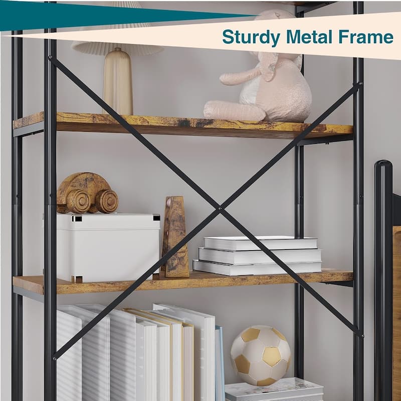 73.6" Tall Industrial 6-Tier Bookshelf Freestanding Bookcase with Shelves