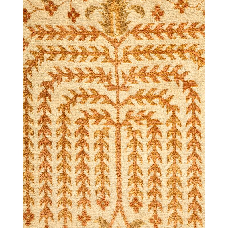 Overton Hand Knotted Wool Vintage Inspired Traditional Mogul Ivory Area Rug - 9' 2" x 13' 5"