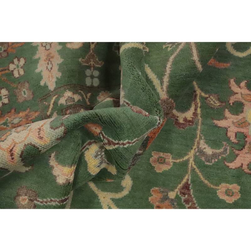 Hand Knotted Oriental 100% Wool Carpet Traditional All-Over Green Kazak Area Rug - 9' 8'' X 8' 4''