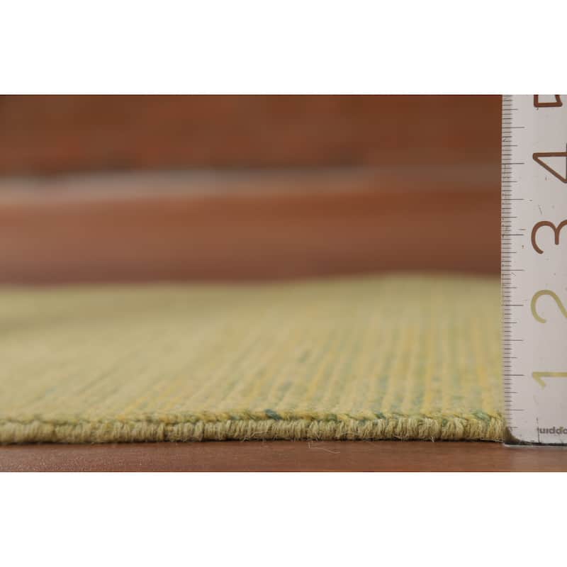 Yellow & Green Modern Gabbeh Oriental Rug Hand-Knotted Wool Carpet - 1'11"x 3'0"