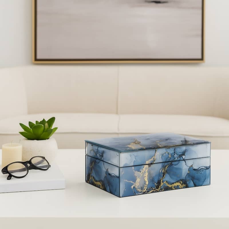 Modern Statement Decorative Box with Abstract Finish and Lid