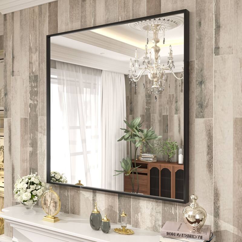 Aluminum Alloy Framed French Cleat Mounted Tempered Glass Wall Vanity Mirror