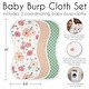 preview thumbnail 6 of 4, Watercolor Floral Collection Absorbent Burp Cloths 3 Pack Set Peach Pink Green and White Boho Shabby Chic Rose Flower Farmhouse