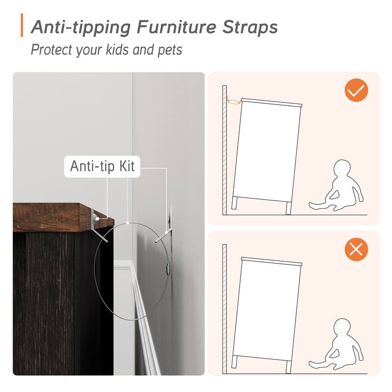 WAMPAT Bookcase with Mesh Door and Adjustable shelf