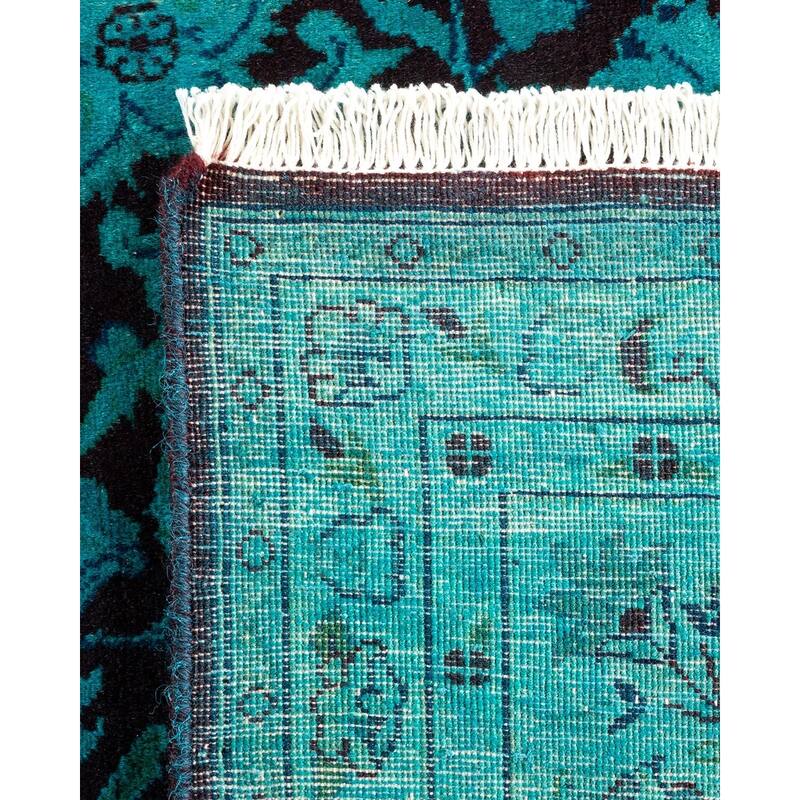 Overton Hand Knotted Wool Vintage Inspired Modern Contemporary Overdyed Blue Area Rug - 8' 1" x 8' 1"