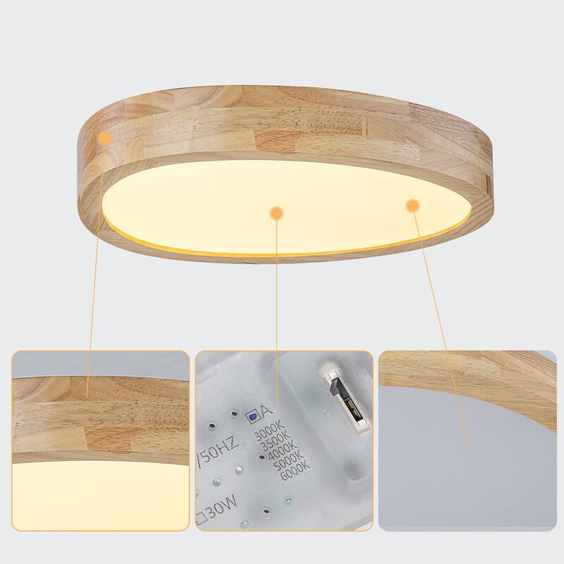 Integrated LED 5CCT Farmhouse Flush Mount Ceiling Light, 5 Color Temperature Selectable