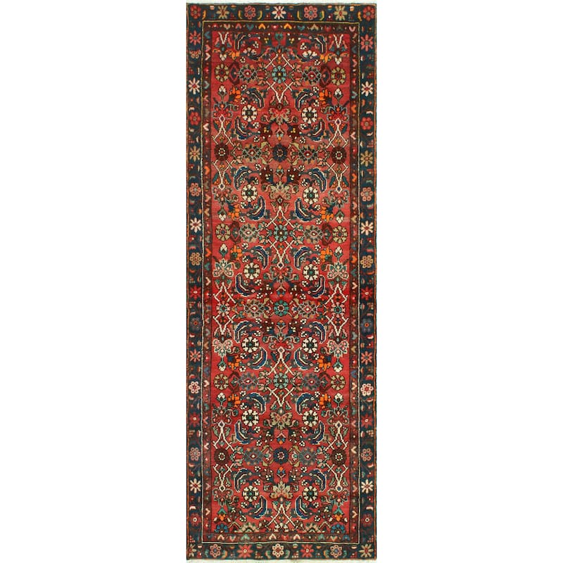 Fine Vintage Distressed Burl Red/Navy Runner - 2'0" x 9'3"