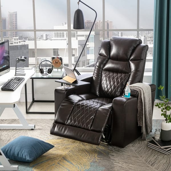 Swivel Motion Recliner with Tray Table & Cup Holders, Theater Seating