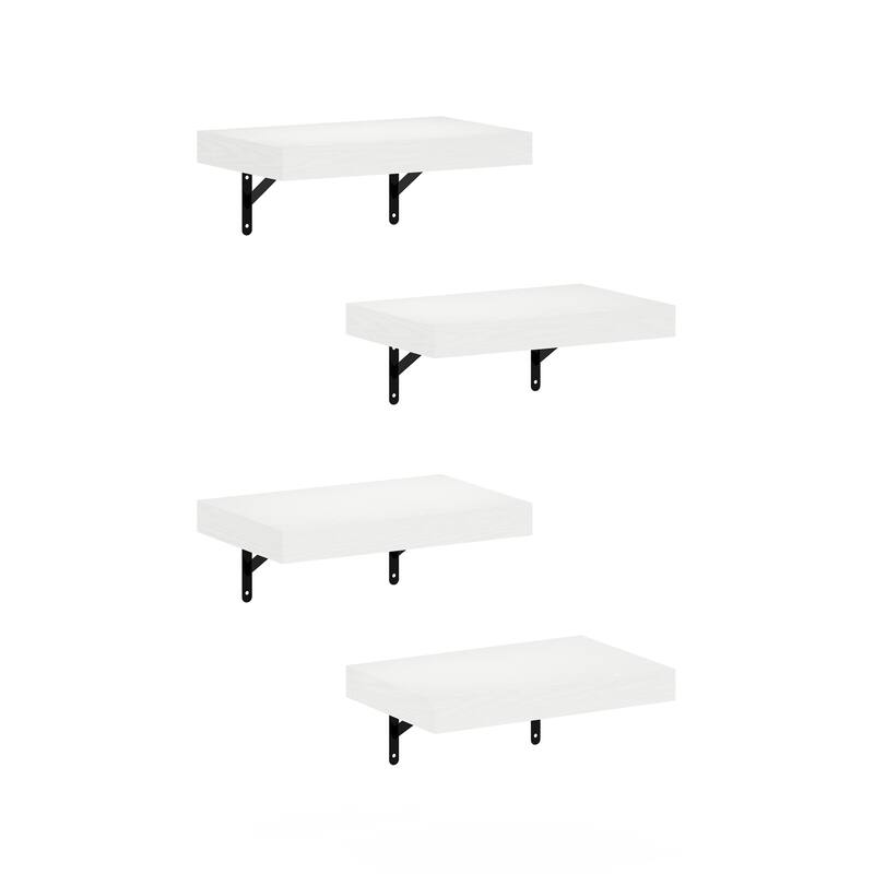 Furinno Tanna 15-Inch Wall Mounted Floating Display Shelves, Natural, Set of 4 - White Texture