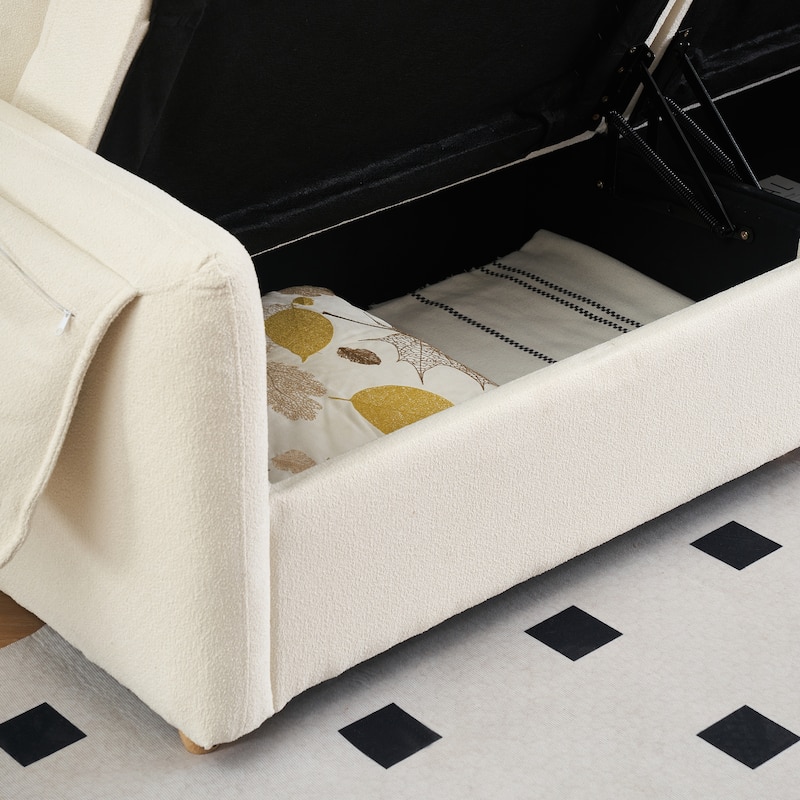 Teddy Cotton Linen Fabric Sofa with Built-in Storage