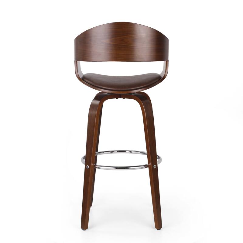 Roomfitters Upholstered Bar Stool, 30" High Dining Stool with Wood Frame and Padded Seat, Dark Brown