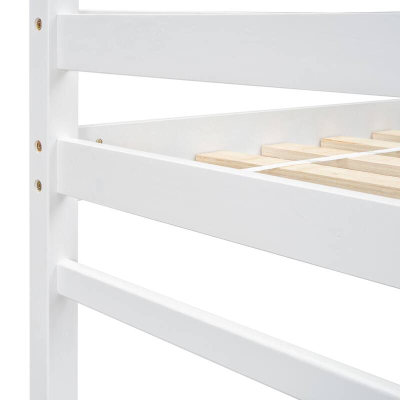 Twin High Loft Bed with Ladder landing Platform, Ladders, Guardrails