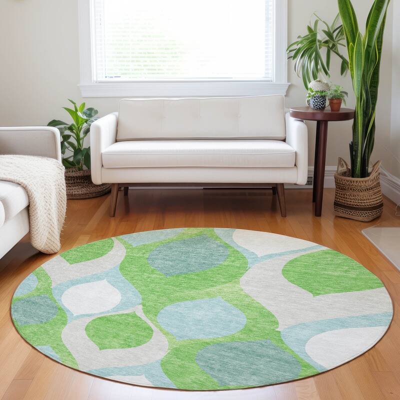 Premium Washable Super Soft Transitional Mayfield Rug - Lime - 8' x 8' - Round