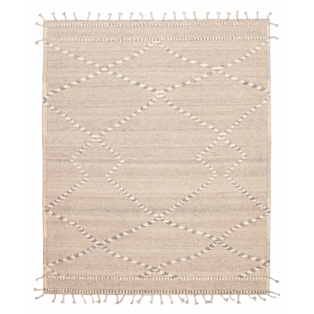 ECARPETGALLERY Hand-knotted Tangier Light Grey Wool Rug - 8'1 x 9'9